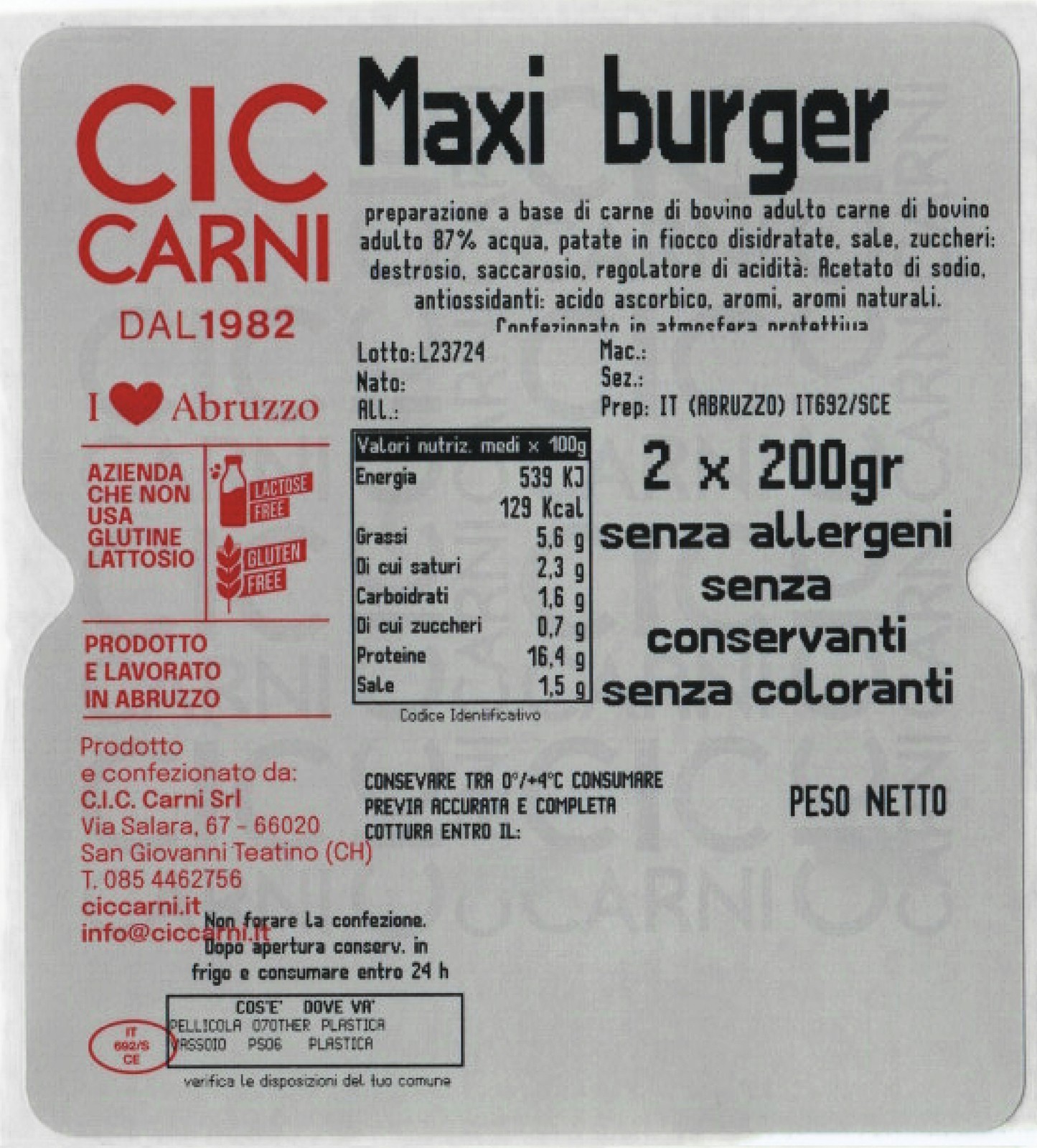 MAXI BURGER 200 gr conf. 2 pezzi 9 MAXI BURGER 200 gr conf. 2 pezzi Bovino Arrosticini - Cic Carni 9